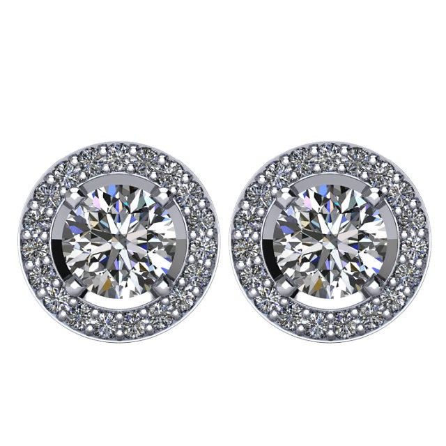 Certified 2.0 CTW Diamond Halo-Styled Stud Earrings in 14kt White Gold