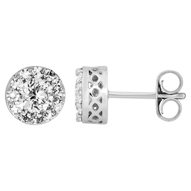 Certified 7/8 CTW Diamond Halo-Styled Stud Earrings in 14kt White Gold