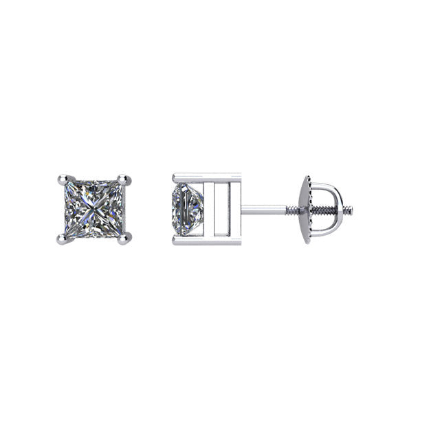 1/2 CTW Diamond Threaded Post Stud Earrings in 14kt White Gold