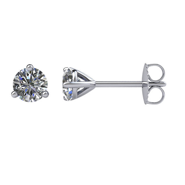 Certified 1/2 CTW Diamond Friction Post Stud Earrings in 14kt White Gold