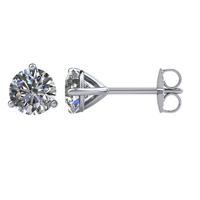 1 CTW Diamond Friction Post Stud Earrings in 14kt White Gold