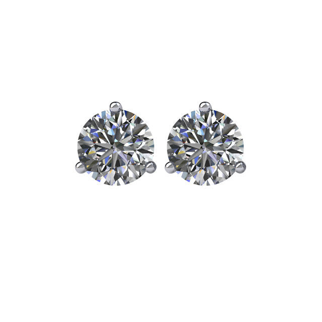 1 CTW Diamond Friction Post Stud Earrings in 14kt White Gold