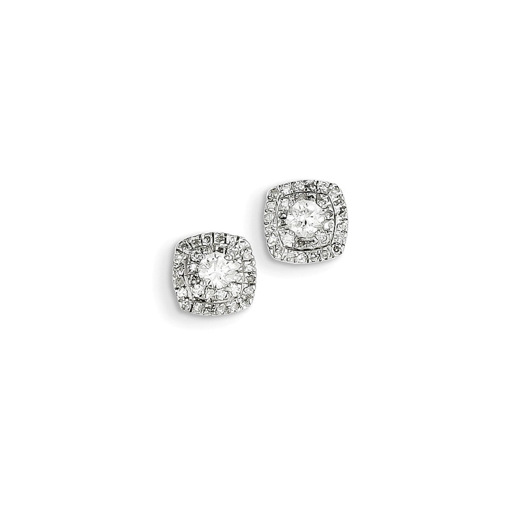 14k White Gold Diamond Halo Earrings