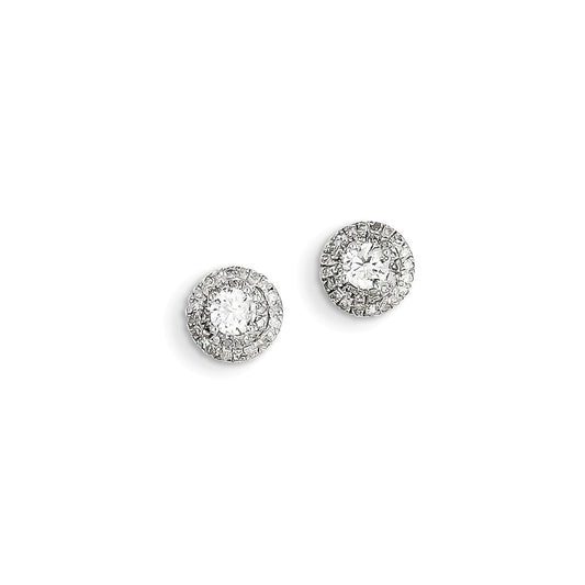 14k White Gold Diamond Halo Earrings