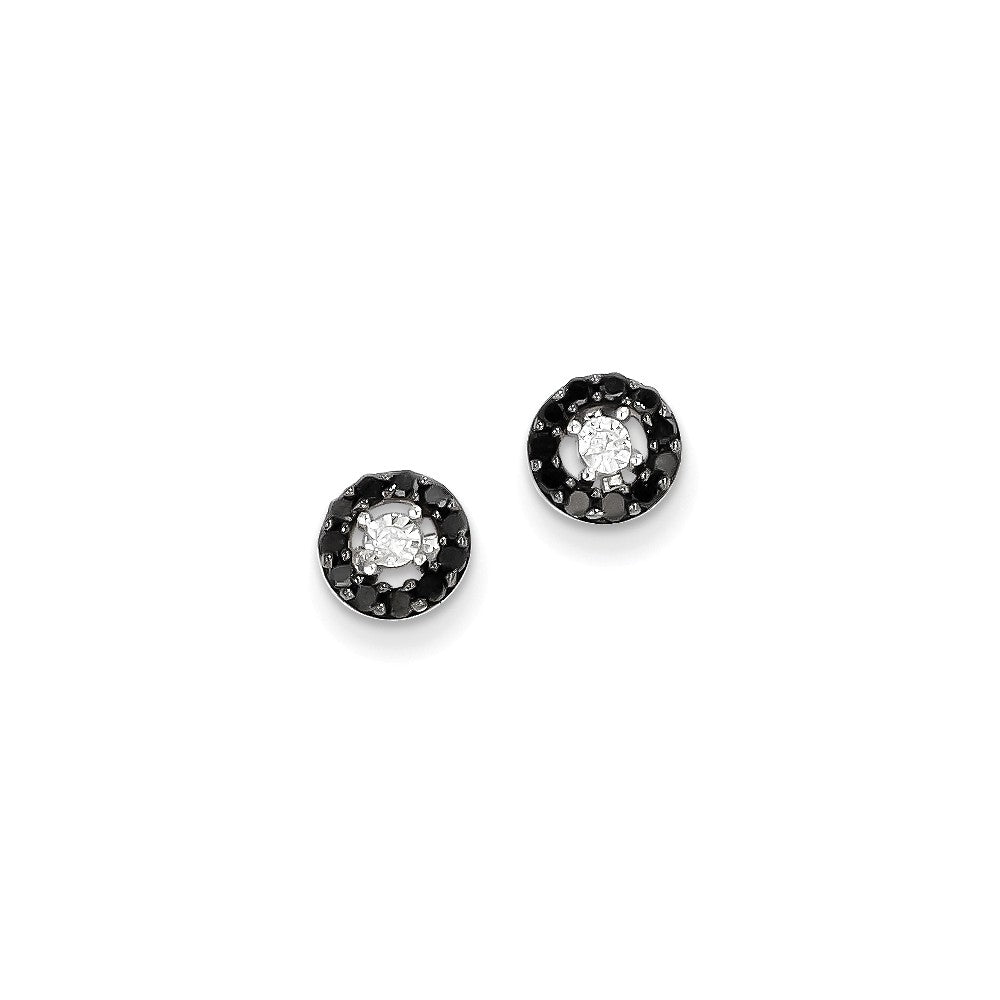 14k White Gold Black and White Diamond Post Earrings