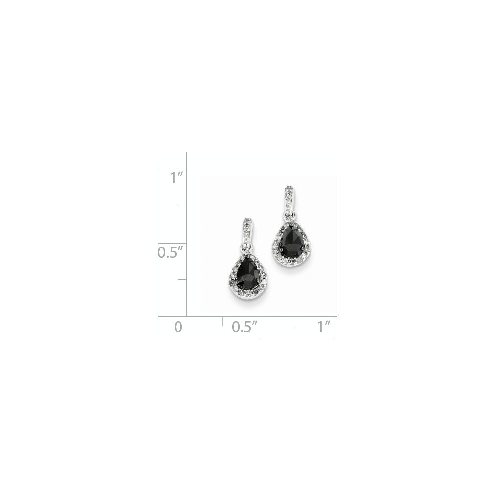 14k White Gold Black and White Diamond Post Dangle Earrings
