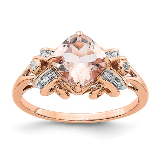 14k Rose Gold Diamond and Morganite Ring
