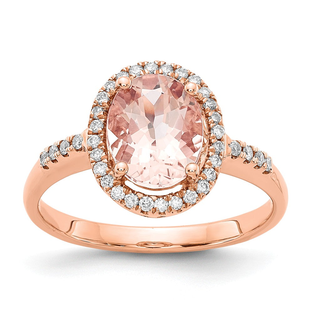 14k Rose Gold Morganite & Diamond Ring