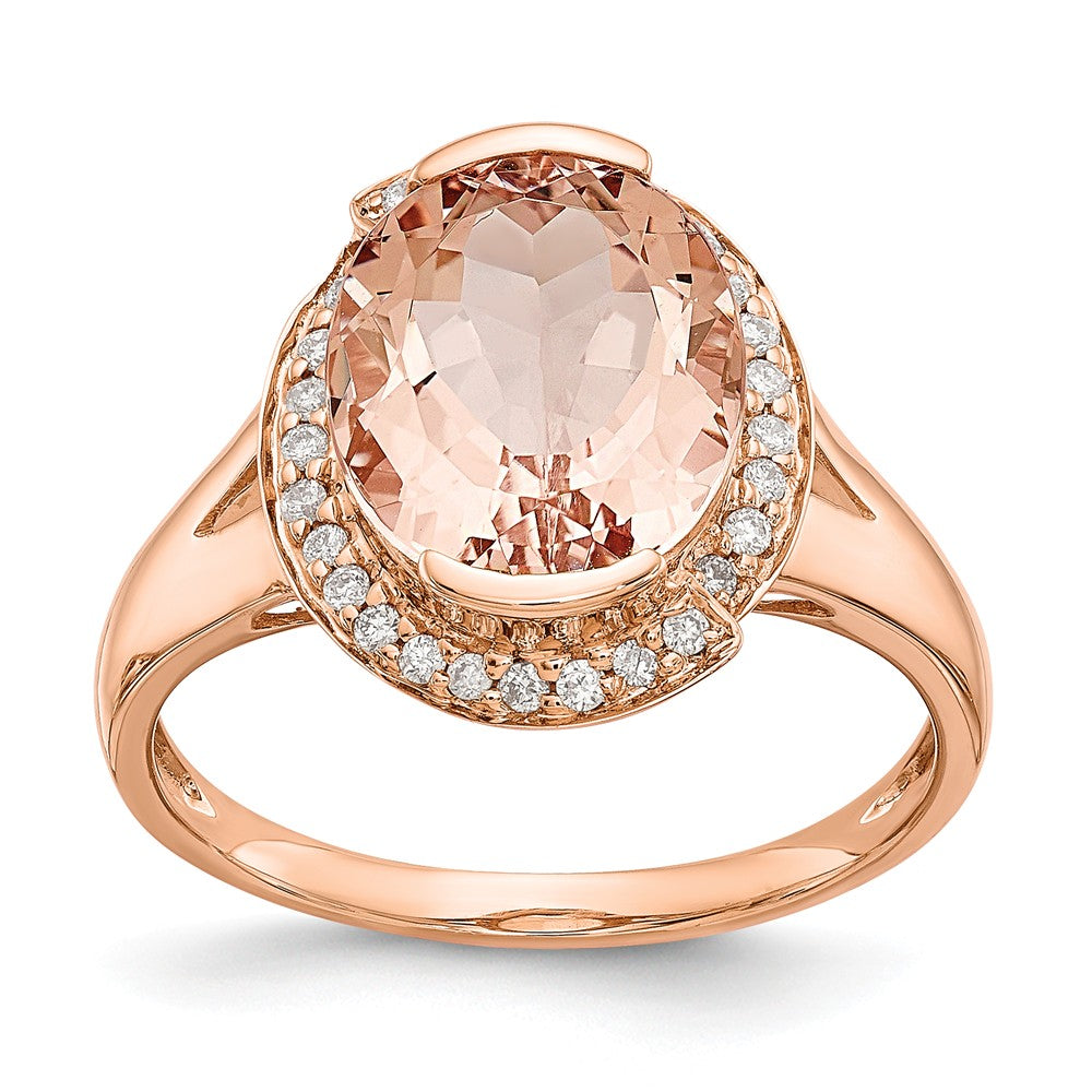 14k Rose Gold Morganite & Diamond Ring