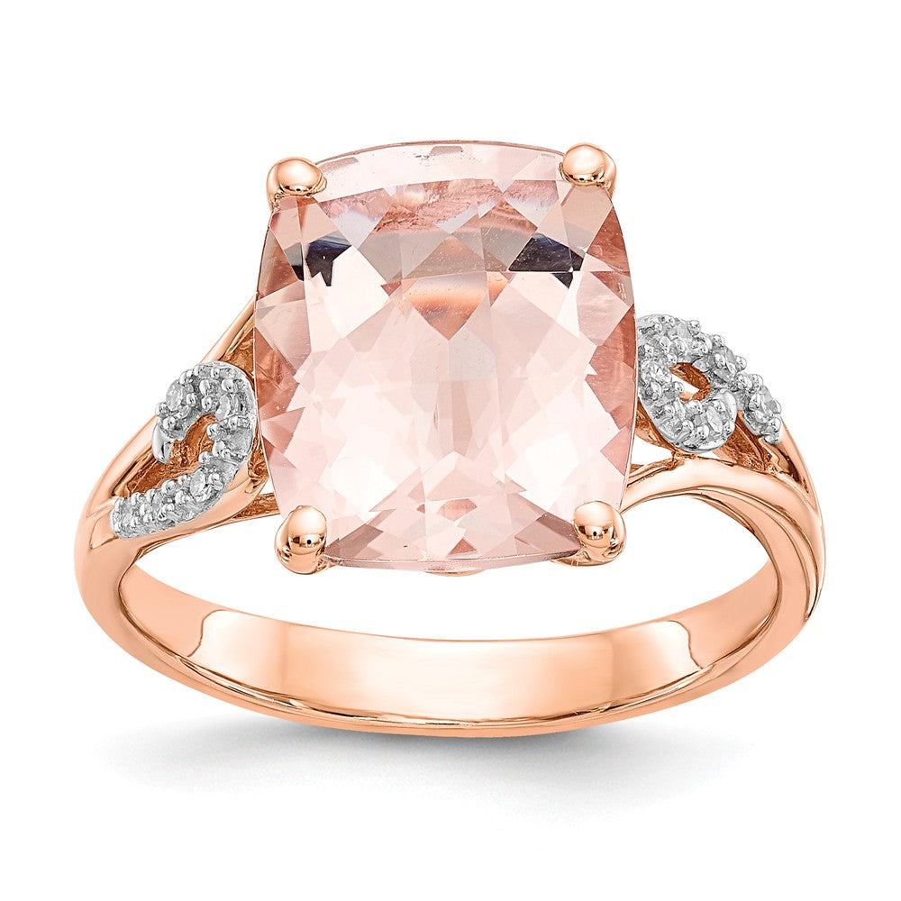 14k Rose Gold Diamond and Morganite Square Ring