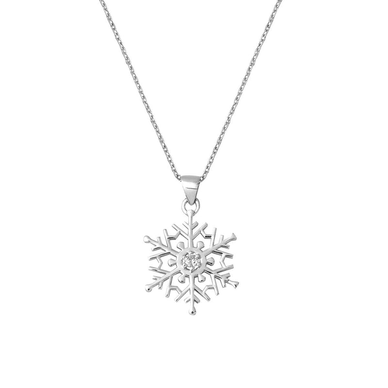 14K White Gold Snowflake Diamond Necklace