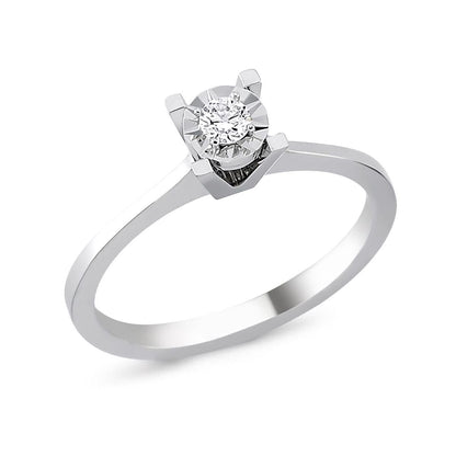 14K White Gold 0.03 Ct Solitaire Diamond Ring