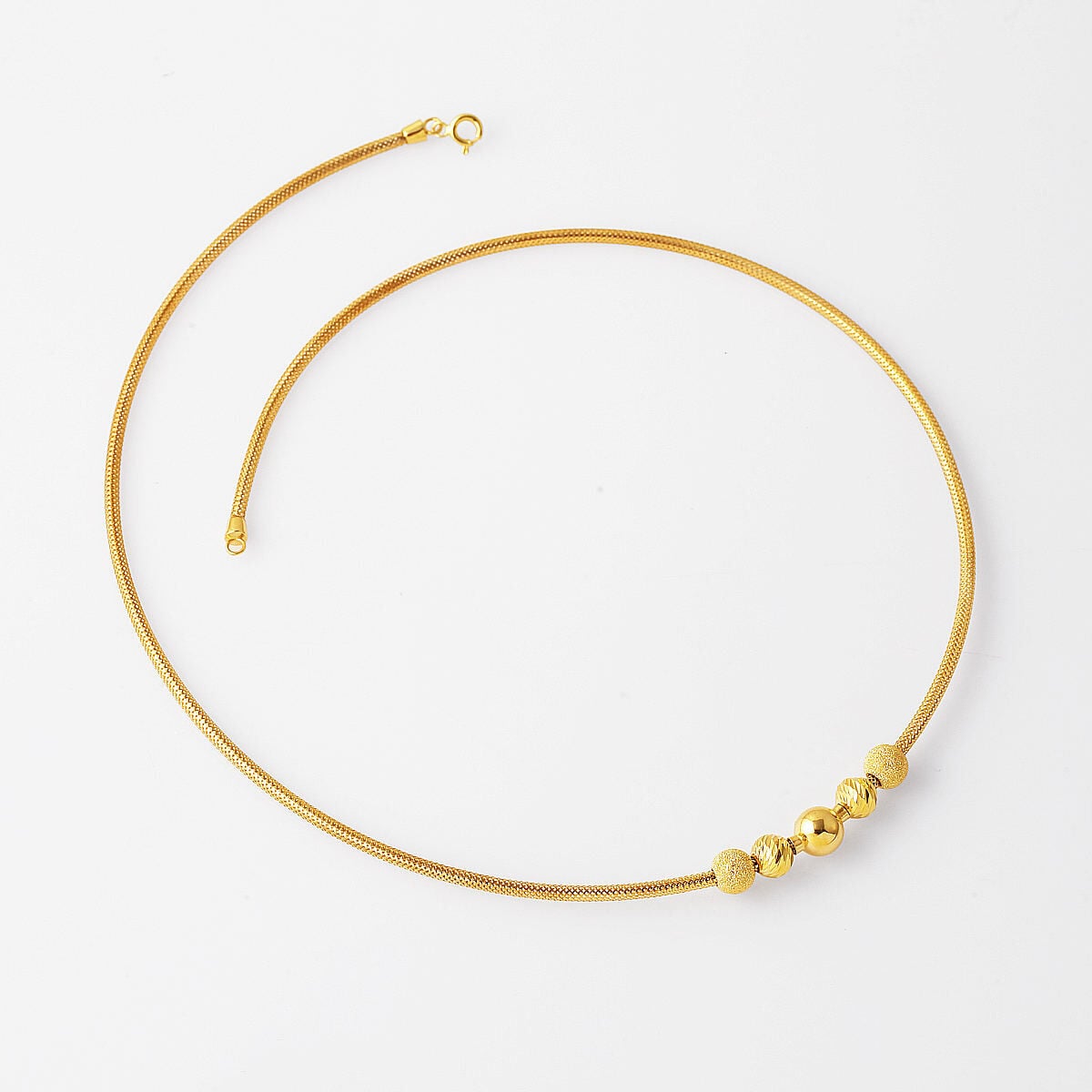 14K Yellow Gold Bead Italian Cylinder Necklace