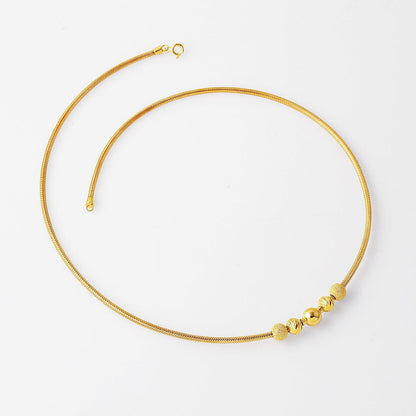 14K Yellow Gold Bead Italian Cylinder Necklace