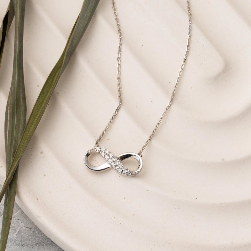 14K White Gold Infinity Diamond Necklace