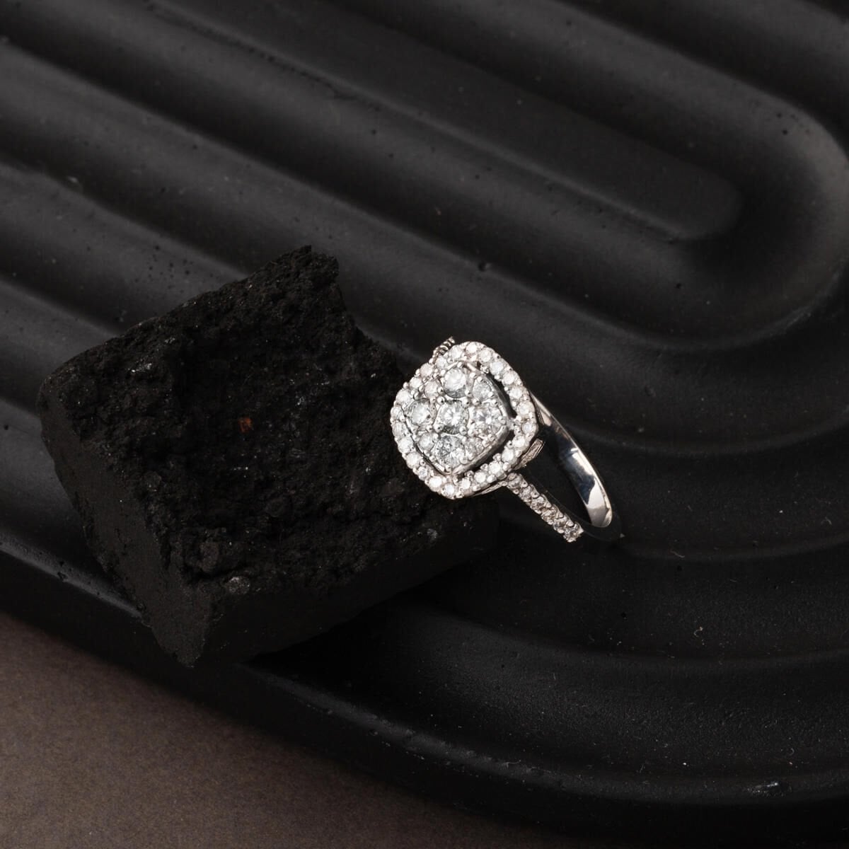 14K White Gold Coronet Baguette Diamond Ring