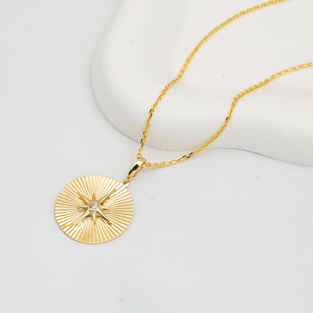14K Yellow Gold Sparkling North Star Necklace
