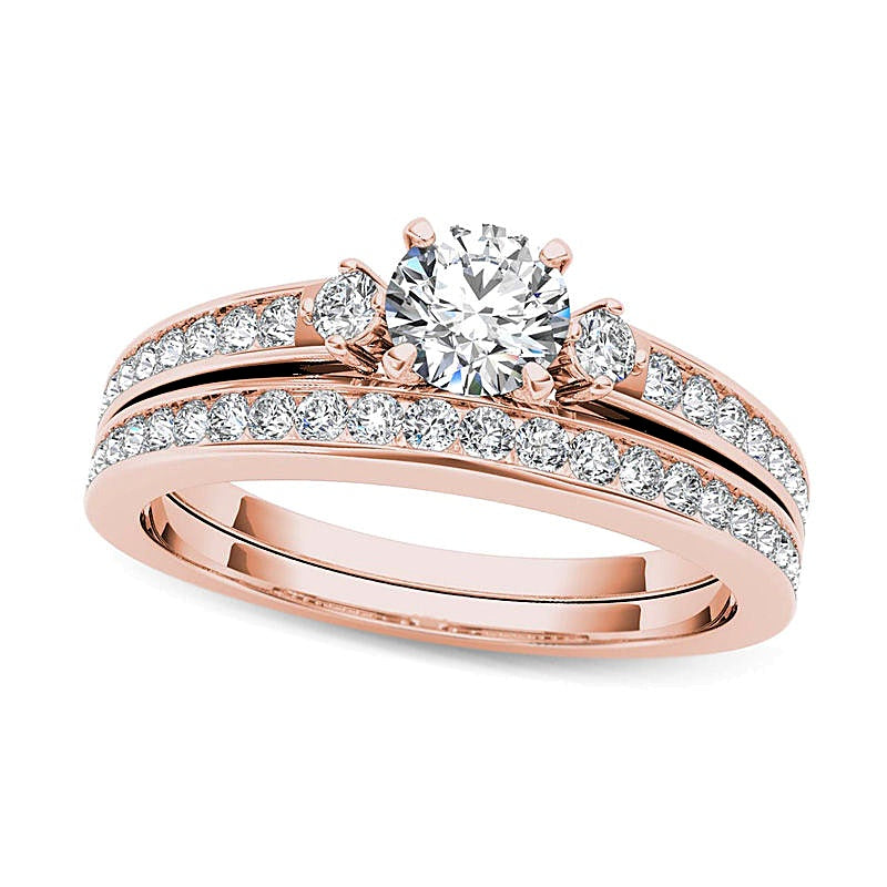 1.0 CT. TW Diamond Tapered Shank Bridal Set in 14K Rose Gold