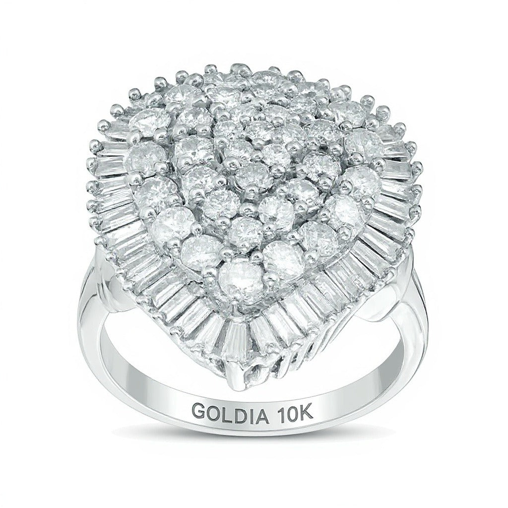 3.0 CT. TW Composite Diamond Pear-Shaped Frame Ring in 10K White Gold