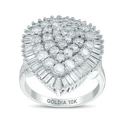3.0 CT. TW Composite Diamond Pear-Shaped Frame Ring in 10K White Gold