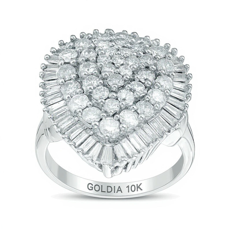 3.0 CT. TW Composite Diamond Pear-Shaped Frame Ring in 10K White Gold
