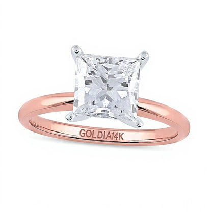 2.0 CT. Princess-Cut Lab-Grown Diamond Solitaire Engagement Ring in 14K Rose Gold (F/VS2)