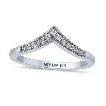 0.1 CT. TW Diamond Chevron Contour Band in 10K White Gold