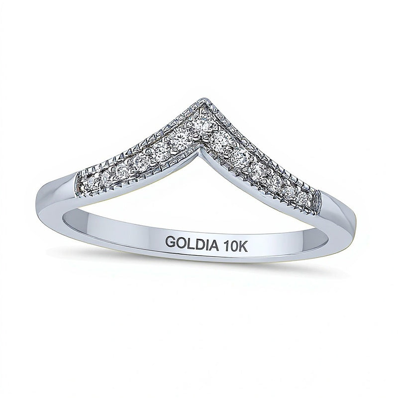 0.1 CT. TW Diamond Chevron Contour Band in 10K White Gold