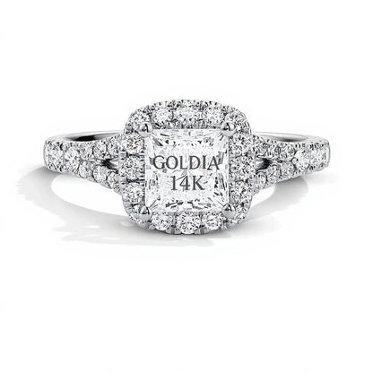 1.5 CT. TW Princess-Cut Lab-Grown Diamond Frame Engagement Ring in 14K White Gold (F/VS2)