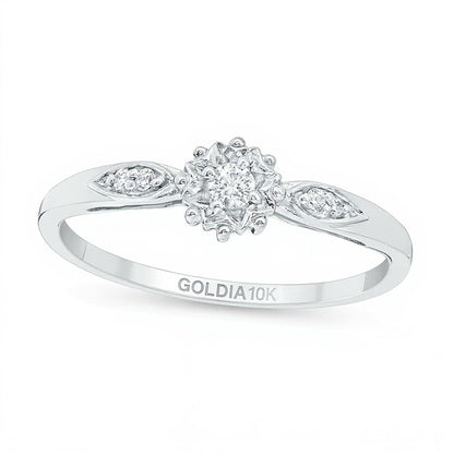 0.07 CT. TW Diamond Sunburst Promise Ring in 10K White Gold