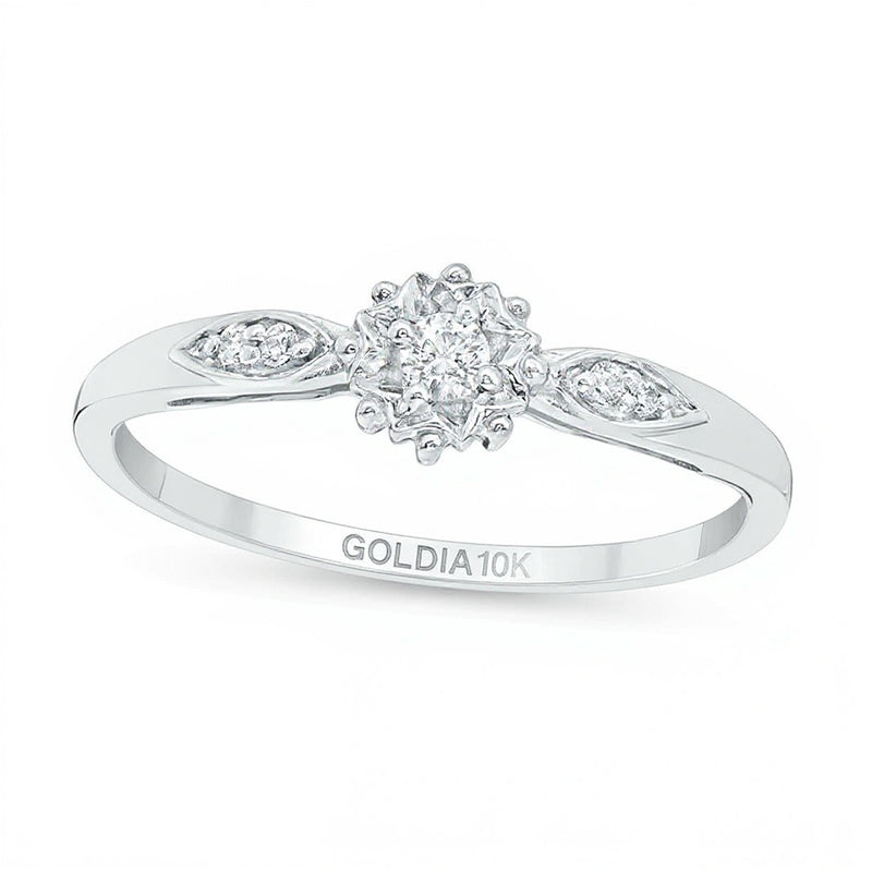 0.07 CT. TW Diamond Sunburst Promise Ring in 10K White Gold