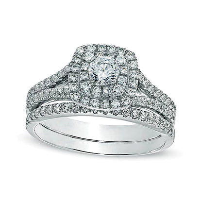 1.0 CT. TW Diamond Frame Bridal Set in 14K White Gold (I/I1)