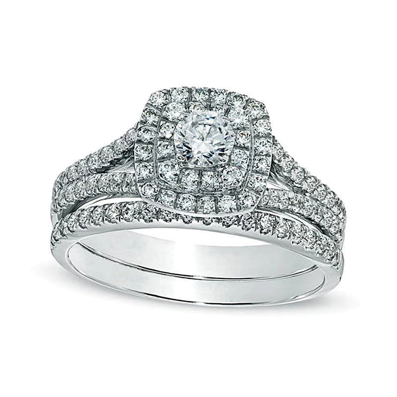 1.0 CT. TW Diamond Frame Bridal Set in 14K White Gold (I/I1)