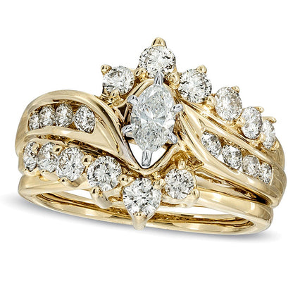 1.5 CT. TW Marquise Diamond Bridal Set in 14K Gold