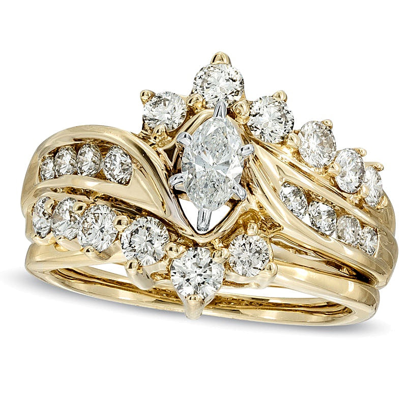 1.5 CT. TW Marquise Diamond Bridal Set in 14K Gold