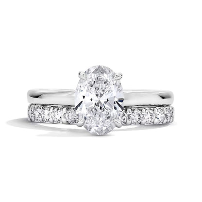 2.0 CT. TW Oval Lab-Grown Diamond Hidden Frame Bridal Set in 14K White Gold (F/VS2)