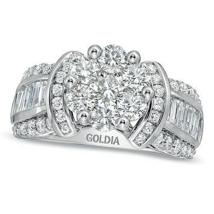 2.2 CT. TW Diamond Cluster Engagement Ring in 14K White Gold