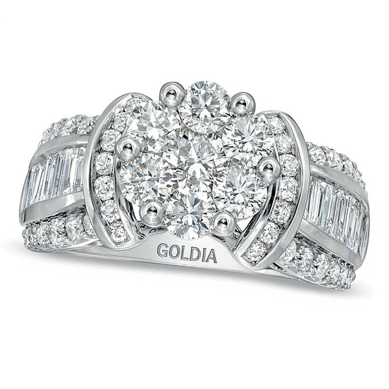2.2 CT. TW Diamond Cluster Engagement Ring in 14K White Gold