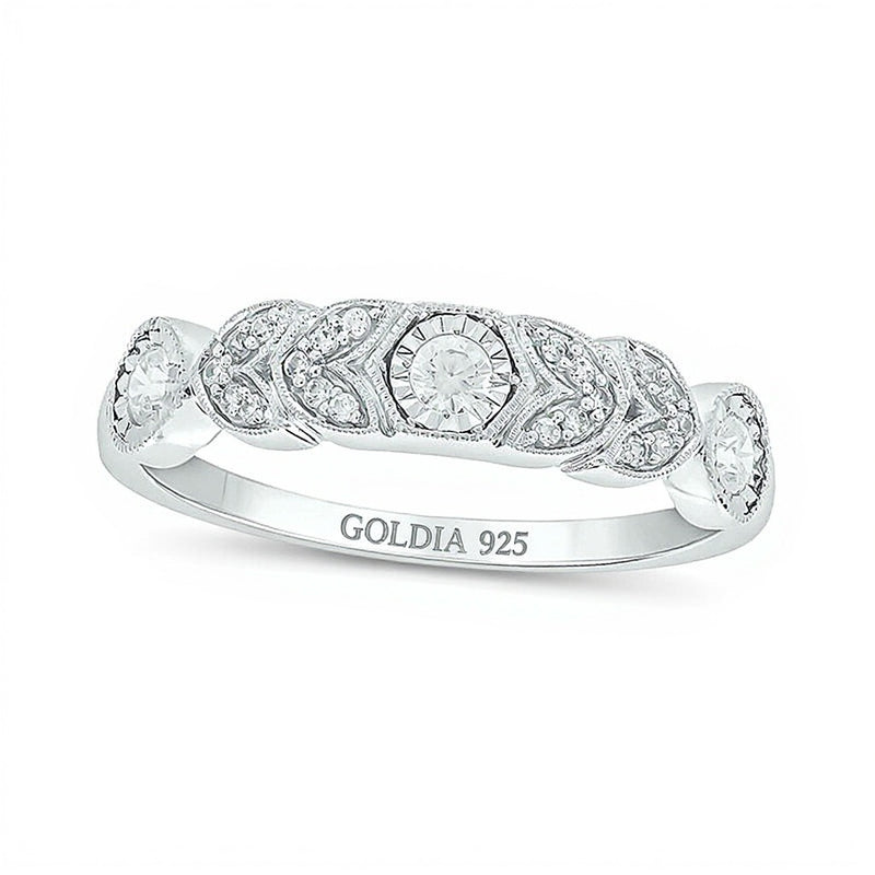 0.25 CT. TW Diamond Vintage-Style Floral Art Deco Stackable Band in Sterling Silver