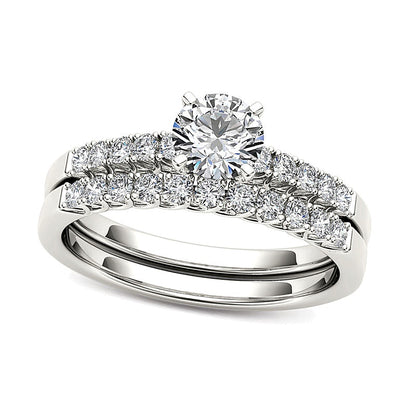 1.0 CT. TW Diamond Overlay Bridal Set in 14K White Gold