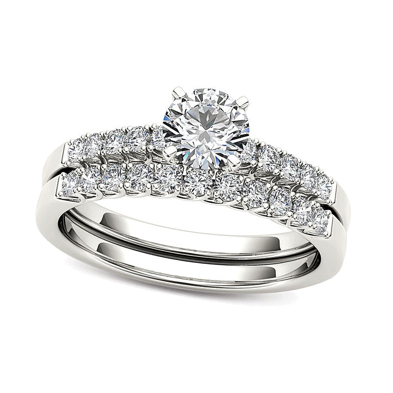 1.0 CT. TW Diamond Overlay Bridal Set in 14K White Gold