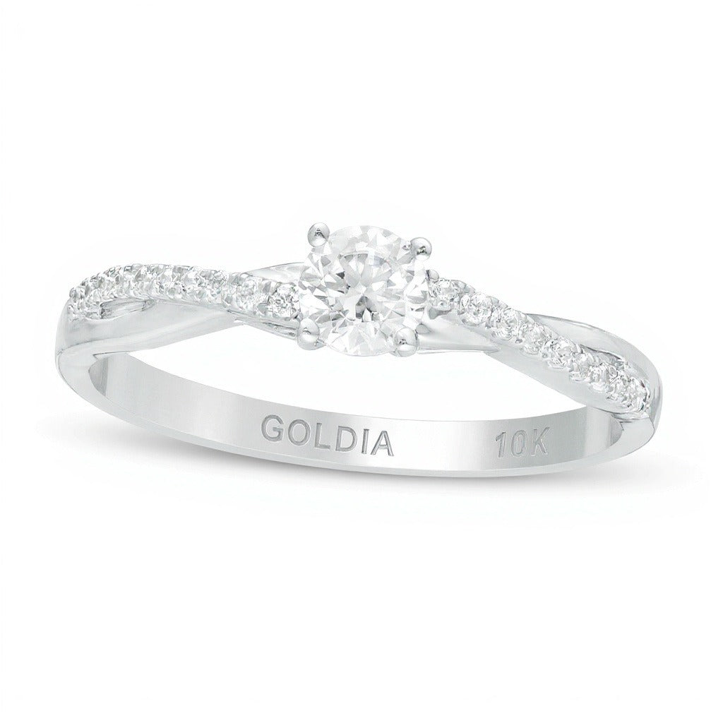 0.33 CT. TW Diamond Twist Engagement Ring in 10K White Gold