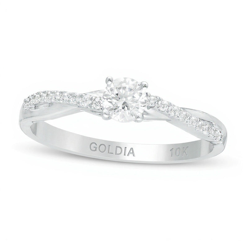 0.33 CT. TW Diamond Twist Engagement Ring in 10K White Gold