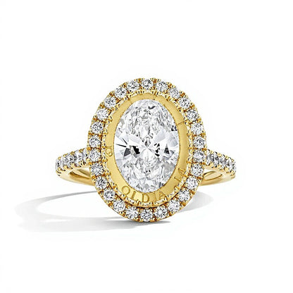 3.0 CT. TW Oval Lab-Grown Diamond Double Frame Engagement Ring in 14K Gold (F/VS2)