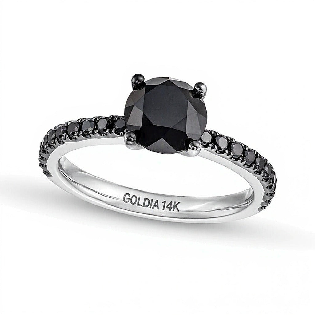 2.38 CT. TW Black Diamond Engagement Ring in 14K White Gold