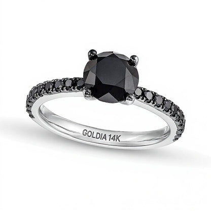 2.38 CT. TW Black Diamond Engagement Ring in 14K White Gold