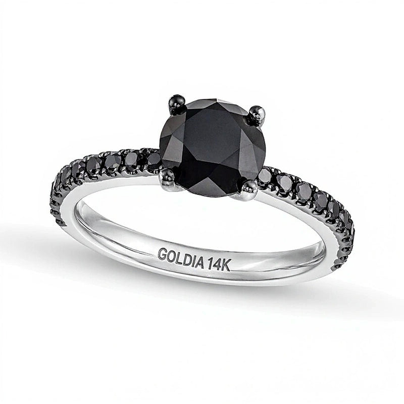 2.38 CT. TW Black Diamond Engagement Ring in 14K White Gold