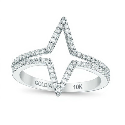 0.33 CT. TW Diamond Double Triangle Split Ring in 10K White Gold