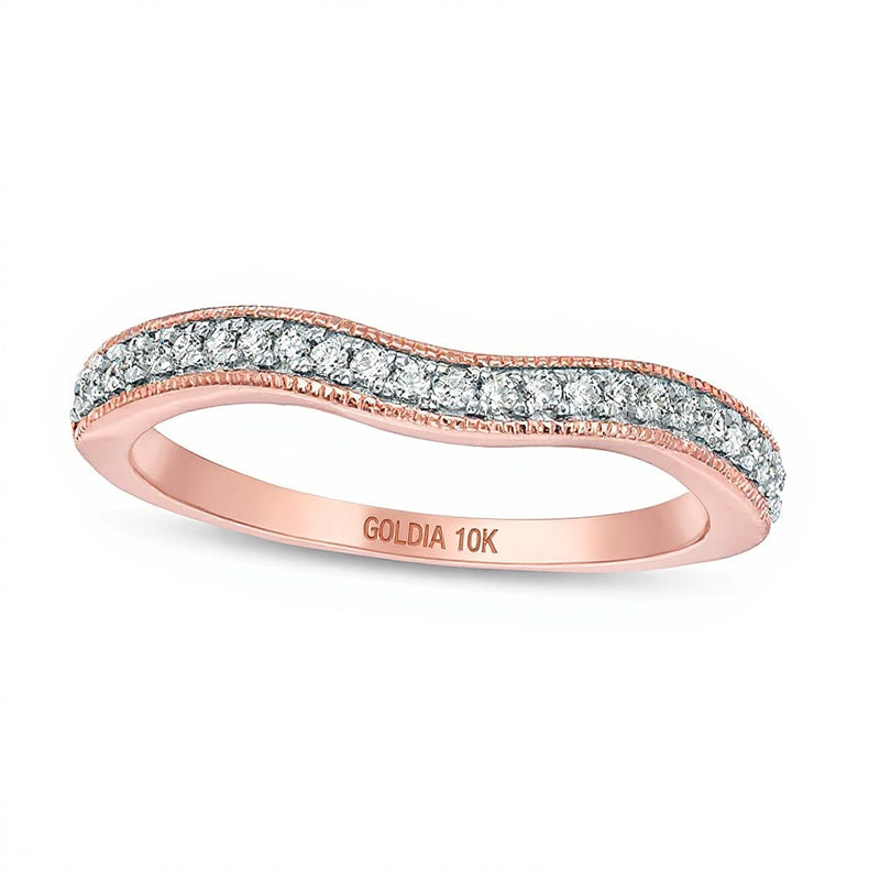 0.17 CT. TW Diamond Vintage-Style Contour Wedding Band in 10K Rose Gold