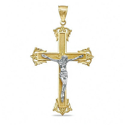 Large Crucifix Charm in 10K Two-Tone Gold